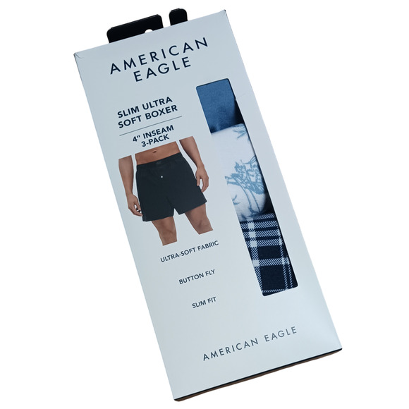 American Eagle Men’s Stretch Boxer 3-Pack Ultra Soft 4" Inseam XS (26-28) New - Picture 14 of 16